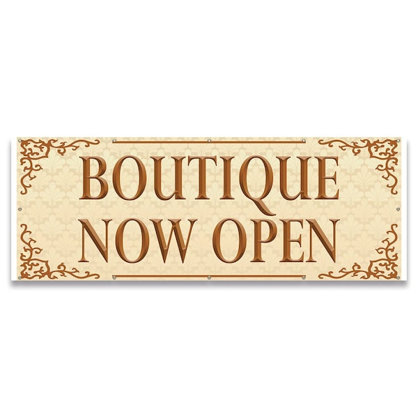 Signmission Boutique Now Open Banner Concession Stand Food Truck Single Sided B-120-30023 - main